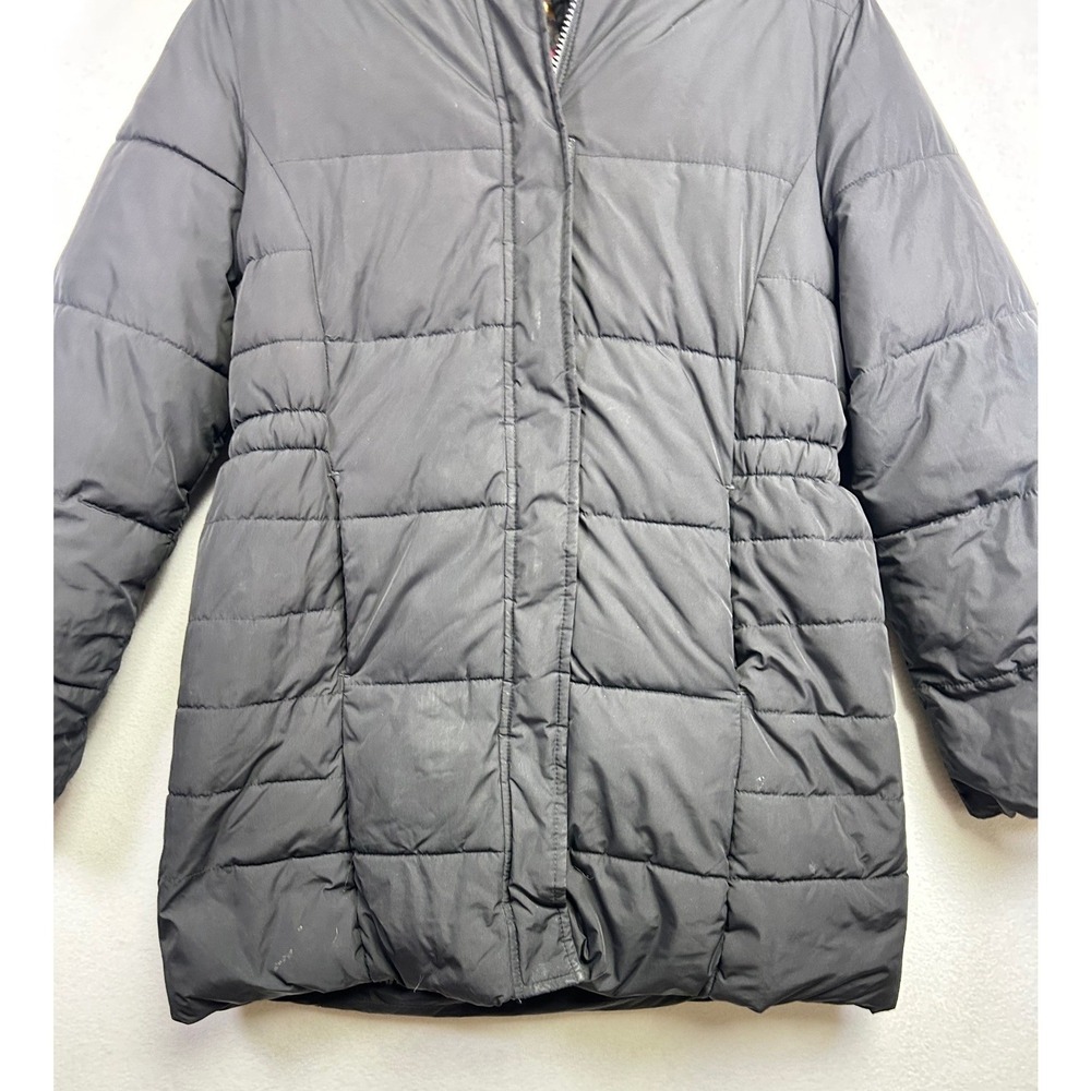 Childrens Place Girls Black Puffer Coat Faux Fur Hood Lined Winter Warm XXL 16 - Picture 4 of 13